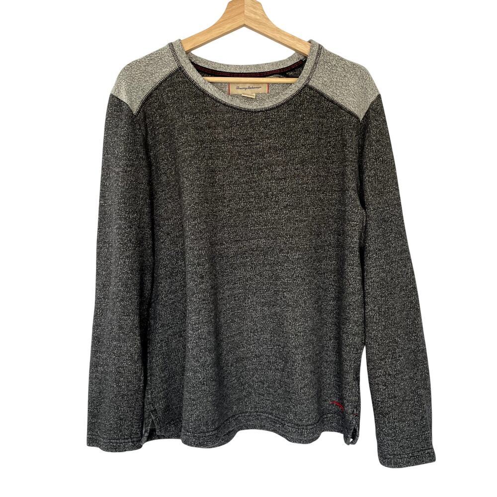 Tommy Bahama gray knit colorblock sweater men's size XL crewneck casual top